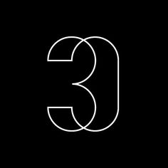 the number three in white on a black background