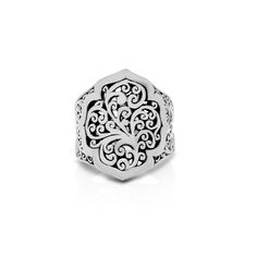 925 Sterling Silver Features LH Signature Scroll Top Surface Dimension : 18mm x 21mm [SHORTDESCRIPTION] Luxury Hallmarked Filigree Ring As Gift, Traditional Silver Hallmarked Filigree Ring, Sterling Silver Hallmarked Filigree Ring, Alhambra Ring, Antique Hallmarked Sterling Silver Engraved Ring, Ornate Hallmarked Sterling Silver Bracelet, Lois Hill Jewelry, Fashion Rings, 925 Sterling Silver