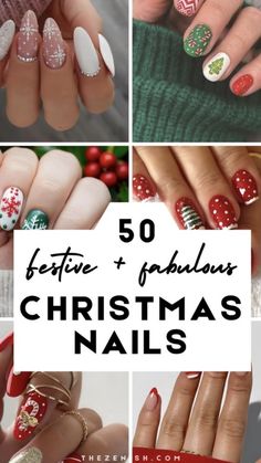 Add some sparkle to your holiday season with 50 stunning Christmas nail designs! Whether you love classic red and green or want to try something more modern, these festive looks will make sure your mani is merry and bright. | Christmas nails, cute Christmas nails, xmas nails, simple christmas nails, christmas nail designs, winter nail designs, december nails, shorties nails, winter nail ideas, subtle christmas nail, winter nails, christmas nail ideas, cute christmas nails, simple Christmas nails. Nail Designs December, Xmas Nails Simple, Cute Christmas Nails Simple, Holiday Nail Designs Winter, Nails Shorties, Christmas Nails Cute, Shorties Nails, Festive Holiday Nails, Christmas Nail Ideas