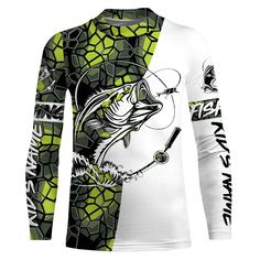 a long sleeved shirt with an image of a fish on it