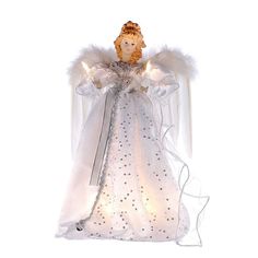 UL2161 Holiday/Christmas/Christmas Ornaments and Tree Toppers Fused Plastic, Resin Face, Farmhouse Christmas Ornaments, Light Angel, Angel Christmas Tree Topper, Angel Tree Topper, Feather Wings, Angel Tree, White Angel