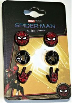 four spiderman buttons in the shape of hands