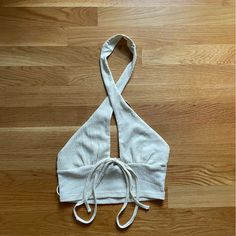 New Urban Outfitters Top Never Worn! Solid Cotton Halter Top For Summer, Casual Triangle Halter Top For Day Out, Beige Fitted Triangle Top, Casual Solid Color Triangle Top, Cotton Halter Neck Crop Top For Day Out, Spring Beige Cotton Halter Top, Solid Cotton Halter Top For Spring, Beige Cotton Halter Top For Spring, Casual Halter Top For Vacation