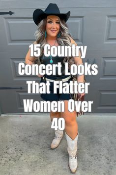 Are you searching for country concert looks that celebrate your style at 40+? Explore 15 flattering outfits that will make you feel confident and fashionable at your next show! Flannel Country Concert Outfit, Miranda Lambert Concert Outfit What To Wear, Country Concert Signs Ideas, Country Outfits With Skirt, Zydeco Outfit Black Women, Neon Cowboy Outfit Women, Over 40 Concert Outfit, Graphic Tee Western Outfit, Carin Leon Concert Outfit Ideas Women