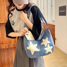 UAKISS - Casual All Match Vintage Star Shoulder Crossbody Bags Japanese Korean Fashion Simple Handbags New Trendy Y2k Underarm Bag Women Size:27*37*12CM "Size mearsured by ourselves, sometimes has some errors, but always within 3cm." Casual Star-shaped Shoulder Bag For School, Trendy Star-shaped Shoulder Bag For School, Casual Star-shaped Shoulder Bag For Everyday, Casual Star-shaped Shoulder Bag, Everyday Star-shaped Bag, Simple Handbags, Japanese Korean Fashion, Casual Elegant Style, Floral Bags