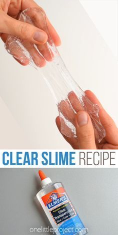 someone is holding some clear slime in their hand