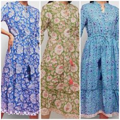 Listing Is For One Dress!But Three Colors Available! Nwt Tuckernuck Block Print Dresses. Size Large. Runs Tts. Retail On These, Before Tax, Right Now Is $168 Each. Price Here Is Very Firm. No Offers, Please. Very Clean, Pf/Sf Home. Pit To Pit Is 21”. From Top Of Shoulder To Bottom Hem Is 46”. Please Specify Cobalt/White (Qty 3) , Pink/Green (Qty 3), Turquoise/Cobalt (Qty 2) In The Notes Section When Purchasing! Ships Immediately. Blue Floral Print Cotton Kaftan, Spring Blue Kaftan With Tassels, Blue Kaftan With Tassels For Spring, Blue Tassel Kaftan For Spring, Blue Block Print Dress For Spring, Casual Cotton Dresses With Back Tassel Tie-up, Blue Bohemian Dress With Back Tassel Tie-up, Casual Cotton Dress With Back Tassel Tie-up, Spring Blue Maxi Dress With Tassels