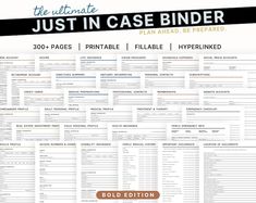 the ultimate just in case binder printable, includes all kinds of items and instructions