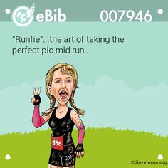 a cartoon caricature of a woman running with the caption'runifie the art of taking the perfect pic mid - run '