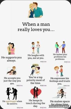 a poster with the words when a man really loves you