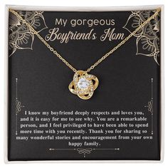 a necklace that says, my gorgeous boyfriend's mom