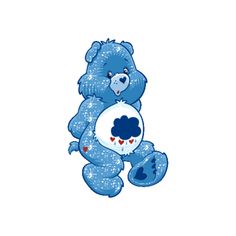 a blue teddy bear holding a heart shaped object