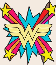 the wonder woman logo with stars and stripes on it's chest, as if in an old comic book