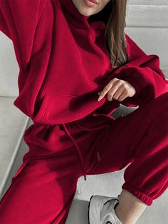 The802Gypsy clothing/outfit sets Red / S GYPSY GIRL-Casual Sweatpants/Sweatshirt Set Set Clothes Women, Sporty Set, Solid Hoodie, Bandeau Tops, Pullover Outfit, Hoodie Set, Cooler Look, Chic Casual, Winter Hoodies