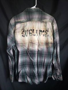 Upcycled Flannel Shirt Bleached American Rag Size XL | Etsy Vintage Cotton Flannel Shirt For Streetwear, Pre-washed Long Sleeve Cotton Shirt, Pre-washed Cotton Long Sleeve Shirt, Vintage Distressed Cotton Shirt, Casual Flannel Shirt With Graphic Print, Grunge Cotton Shirt For Fall, Vintage Long Sleeve Graphic Print Flannel Shirt, Vintage Flannel Tops For Streetwear, Distressed Cotton Shirt For Fall