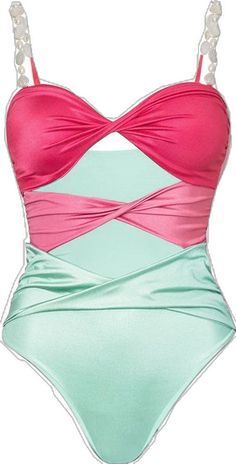 Pink One-piece Nylon Swimwear, Pink Nylon One-piece Swimwear, Stretch Color Block Beachwear Swimwear, Stretch Beachwear Swimwear With Color Block, Beach One-piece Color Block Bodysuit, Beach Color Block One-piece Bodysuit, Beachwear Color Block Bodysuit For The Beach, Color Block Bodysuit For Beach And Pool Season, Multicolor Nylon Tankini For Swimming