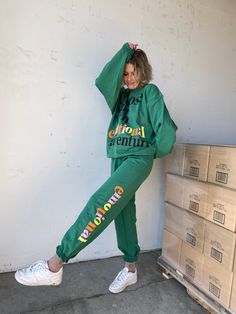 Comfy sweatpants to match the crewneck ! Elastic waistband, pockets, and everything you need in a matching set. Emotions Are Valid, Comfy Sweatpants, First Look, Matching Sets, Sweatpants, Crew Neck, Elastic, Tracksuit Bottoms