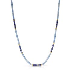 Blue Single Strand Heishi Beaded Necklaces, Blue Single Strand Heishi Bead Necklaces, Blue Beaded Rondelle Necklaces, Blue Single Strand Heishi Beaded Necklace, Blue Single Strand Heishi Beads Necklace, Blue Rondelle Beaded Necklace With Spacer Beads, Blue Heishi Beaded Necklaces With Polished Beads, Blue Polished Heishi Beads Necklace, Blue Heishi Beads Polished Beaded Necklace