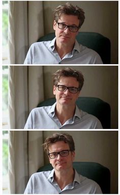 three different shots of a man with glasses