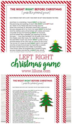 a christmas game for kids to play on the night before christmas, with text overlaying