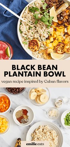 the black bean plantain bowl is an easy and healthy vegetarian recipe inspired by cuban flavors