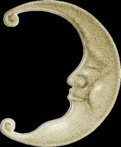 a drawing of a crescent moon with a face