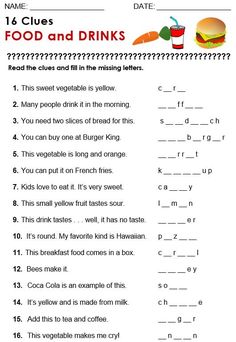 food and drinks worksheet for kids to practice their english speaking skills in the classroom