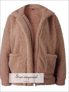 Material:Faux Fur Collar:Turn-down Collar Style:Thick Warm Fur Craft\\Technics:Natural Color Clothing Length:REGULAR Style:Casual Type:Slim Sleeve Length(cm):Full Closure Type:zipper Decoration:Zippers Decoration:Pockets Sleeve Style:REGULAR sun-imperialWomen Coat color:Khaki,brown,pink,black,cream white,black,red,blue women:Thick Style:Teddy Bear Fleece Jacket Size:S-3xL Season:Autumn, Winter, Spring Size Length Bust Lower Foot Sleeve S 65cm/25.59" 116cm/45.67" 112cm/44.09" 52cm/20.47" M 66cm/2 Brown Fur Coat With Zipper For Winter, Winter Brown Outerwear With Zipper Closure, Brown Winter Outerwear With Zipper Closure, Cozy Fur Coat With Pockets, Cozy Oversized Outerwear With Zipper Closure, Brown Sherpa Outerwear With Faux Fur Lining, Imperial Fashion, Brown Plush-lined Outerwear For Cold Weather, Jacket With Zipper