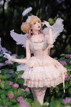 Fabric: Polyester Color: Pink/Ivory Feature: Triple-Layered, Bowknot, Lace-Up Style: Sweet Include: Dress*1 (Any of the accessory is not included.) Size (IN) B Ballet Style, Punk Dress, Ballet Fashion, Pink Ivory, Suspender Dress, Sweet Lolita, Lolita Dress, Gothic Lolita, Up Styles