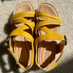 Fabric Type 100% Leather Origin Imported Sole Material Rubber Outer Material Leather Yellow Leather Flat Heel Sandals, Yellow Closed Toe Sandals Medium Width, Yellow Synthetic Sandals With Arch Support, Mustard Casual Sandals With Round Toe, Yellow Open Toe Sandals With Arch Support, Casual Mustard Sandals With Round Toe, Yellow Closed Toe Casual Sandals, Casual Mustard Round Toe Sandals, Casual Yellow Closed Toe Sandals