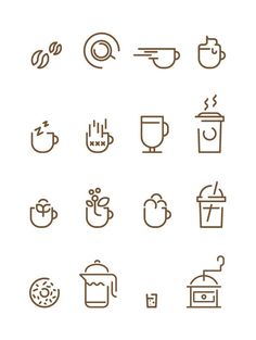 coffee related icon set in thin line style