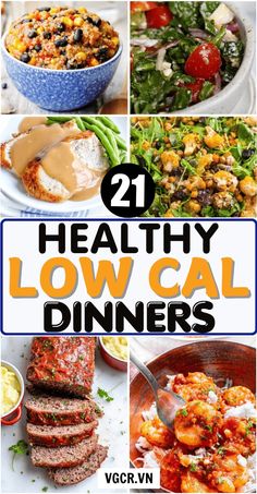 healthy low carb dinner ideas with text overlay that reads 21 healthy low carb dinners