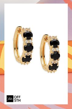 Onyx, 1.55 Tcw White Sapphire 14k Yellow Goldplated Sterling Silver Huggie Made In Usa Size Drop, About 0.59" Earring, 0.16" Please Note: Sapphires May Be Treated To Enhance Color And Clarity. Click Here For A Guide To Jewelry & Watches. Center Core - W Fine Jewelry > Saks Off 5th. Effy Eny. Elegant Black Small Hoop Earrings, Black Hoop Earrings For Anniversary, Black Hoop Jewelry For Formal Occasions, Formal Black Hoop Jewelry, Luxury Black Hoop Jewelry, Elegant Black Huggie Earrings, Huggie Hoop Earrings, Fine Jewellery Earrings, White Sapphire