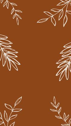 a brown background with white leaves and branches