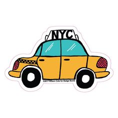 a yellow taxi cab sticker with new york written on the front and back window