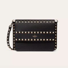 Small Valentino Garavani Rockstud Grainy Calfskin Crossbody Bag. - Platinum-Finish Metal Studs And Hardware - Magnetic Closure - Studded Front Handle - Adjustable And Removable Studded Shoulder Strap - Interior: Zippered Pocket - Dimensions: W23xh16xd6 Cm / W9xh6.2xd2.3 In. - Made In Italy - Extra Stud And Dust Bag Included - $1950 New To Poshmark? Sign Up Using The Code Limitedgems And Save $10 On Your Purchase! Formal Leather Bags With Studs, Designer Formal Bags With Studs, Luxury Studs Bags For Everyday, Formal Black Shoulder Bag With Studs, Designer Black Bag With Studs, Designer Black Bags With Studs, Luxury Formal Bags With Studs, Designer Black Studded Bag, Luxury Studded Formal Bags