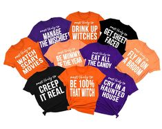 "Funny Family Halloween Shirts are a must have for the 2022 holiday season. These Funny Halloween shirts come in a variety of phrases so the whole family can get matching Halloween shirts with these Most Likely To phrases. Halloween Group Shirts will make your Halloween party extra fun. Family Halloween Shirts, Most Likely to Halloween, Funny Halloween Shirt, Matching Halloween Shirt, Halloween Party, Halloween Group Shirt HOW TO ORDER 1. Select your first color/design/size and click \"ADD TO CA Group Halloween Costumes For Work, Halloween Teacher Shirts, Halloween Costumes For Work, Bachelorette Party Destinations, School Costume