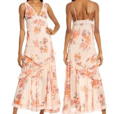 Nwot Full Of Romantic Charm, This Plunge-Neck Maxi Is Covered In Gorgeous Blooms With Slinky Adjustable Straps And Fanciful Frilly Trim. Plunge Neck Adjustable Straps Unlined 100% Polyester Hand Wash, Line Dry Multicolor Flowy V-neck Maxi Dress, Pink V-neck Maxi Dress With Floral Print, Feminine Multicolor V-neck Maxi Dress, Flowy V-neck Maxi Dress With Vibrant Print, Pink V-neck Maxi Dress With Rose Print, Sheer Maxi Dress, Sheer Material, Floral Print Maxi Dress, Free People Dress