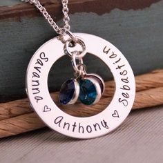 Items similar to Mommy Necklace / Hand Stamped Jewelry / Personalized Sterling Silver Necklace / Family Circle of Love with birthstones on Etsy Washer Jewelry, Mommy Necklace, Family Circle, Jewelry Personalized, Silver Jewels, Plastic Jewelry, Hand Stamped Jewelry, Stamped Jewelry, Buying Jewelry