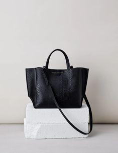 Half Tote / Black Python — Ampersand As Apostrophe Stylish Leather Bags, Designer Leather Handbags, Your Girl, Small Backpack, Mode Inspo, Work Bags, Leather Design, Leather Tote Bag, Baby Bag