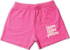 Pink Cotton Shorts With Letter Print, Pink Cotton Pajama Shorts For Leisure, Casual Pink Cotton Athletic Shorts, Pink Cotton Athletic Shorts For Loungewear, Alpha Omicron Pi, Kappa Kappa Gamma, Alpha Sigma Alpha, University Tees, Delta Gamma