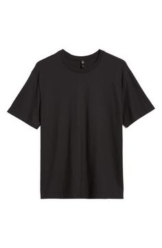 Solid coloring brings easy versatility to a T-shirt crafted for comfort from soft, breathable cotton in a fit that's easy to layer and always great on its own. 27" length (size Medium) Crewneck Short sleeves 100% cotton Hand wash, dry flat Imported Men's Clothing Black T-shirt For Summer Layering, Basic Relaxed Fit Cotton Jersey Tops, Black Relaxed Fit Simple Top, Black Cotton Shirt For Layering, Basic Cotton Jersey Tops With Relaxed Fit, Black Casual Shirt For Layering, Casual Black Shirt For Layering, Black Relaxed Fit T-shirt For Layering, Plain Crew Neck T-shirt For Layering