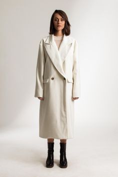 The Jenny Coat is a relaxed fit, double-breasted coat. Crafted from a virgin wool blend, which creates a structured, tailored look and feel. This full-length coat has oversized lapels and features two flap pockets. ITEM DETAILS:  -- Oversized Fit - Double Breasted - Dropped Shoulders - Fully Lined - Front flap pockets The model is 173cm high and wears size EU36/US4/UK8 CUSTOM MADE ORDERS also available, just make sure you enter your measurements details in the notes section, so we can tailor make this babe just for ya. PLEASE ALLOW 1-3 BUSINESS DAYS FOR PRODUCTION FABRIC: Wool Blend Full Length Coat, Oxblood Red, Winter Trench Coat, Shirt Dress Casual, Wool Blend Coat, Double Breasted Coat, Suit Shop, Dress Suits, Wool Coat