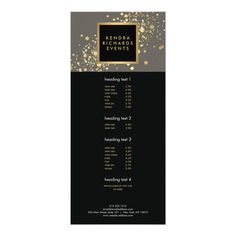 a black and gold business card with the words kendra richards estate on it