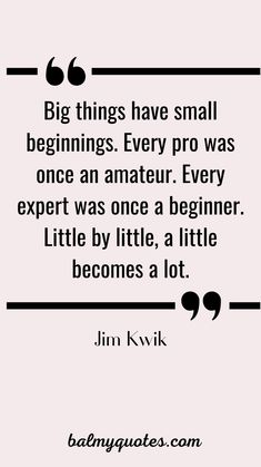 a quote that says, big things have small beginnings every pro was once an amateur