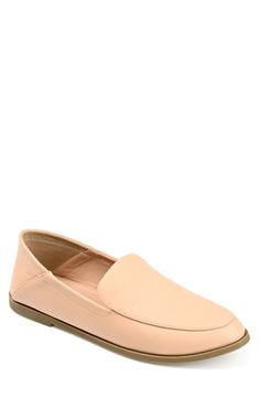 This menswear inspired loafer features a collapsible heel counter so you can transform it into a mule. 0.5" heel Round apron toe Slip-on Collapsible heel counter Vegan leather upper, manmade sole Imported Modern Slip-on Moccasins For Spring, Modern Spring Slip-ons With Plain Toe, Modern Slip-ons With Plain Toe For Spring, Modern Plain Toe Slip-ons For Spring, Modern Plain Toe Loafers For Spring, Flat Business Slip-ons For Spring, Business Flat Slip-ons For Spring, Business Slip-ons For Spring, Modern Spring Moccasins