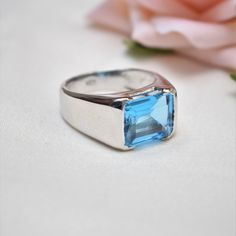 D E T A I L S - Stone: Natural Swiss Blue Topaz Stone Size: 10x12mm Material: 925 Sterling Silver The Fit: True to US ring size Finish: Silver & Smooth S H I P P I N G & P R O D U C T I O N - My current production time is 2-6 business days, which means after those days are up, your order ships! I make everything custom to order, by hand, but I promise you it's worth the wait! R U S H - M Y - O R D E R - If you're in a rush to get your pretty new pieces, please send me a message and I'll Blue Topaz Ring Sterling Silver, Swiss Blue Topaz Ring, Ring Everyday, Valentine Gifts For Husband, Your Pretty, Elephant Bracelet, Bold Rings, Everyday Ring, Blue Topaz Stone