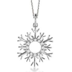 Snowflake Diamond Pendant Necklace 14k White Gold (0.10ct) - CP1 Baby Gold Rings, Wedding Ring Finger, Diamond Circle Pendant, Solitaire Pendant Necklace, Women's Jewelry Sets, Womens Jewelry, Heart Pendant Diamond, Nature Inspired Jewelry, Modern Necklaces