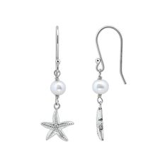 Give your wardrobe a refresh with these Aleure Precioso sterling silver starfish and freshwater pearl earrings. Click on this JEWELRY & WATCHES GUIDE to learn about fit, styles, materials and more! Give your wardrobe a refresh with these Aleure Precioso sterling silver starfish and freshwater pearl earrings. Click on this JEWELRY & WATCHES GUIDE to learn about fit, styles, materials and more! FEATURES Length: 1 1/2 in. Backings: fishhook Nickel free Metal: sterling silver Finish: polished Packag Elegant Starfish Charm Drop Earrings, Elegant Nickel-free Starfish Jewelry, Elegant Starfish-shaped Nickel-free Jewelry, Elegant Starfish-shaped Pearl Charm Jewelry, White Gemstones, Pearl Details, Freshwater Pearl Earrings, Freshwater Pearls Earrings, Pearl Drop Earrings