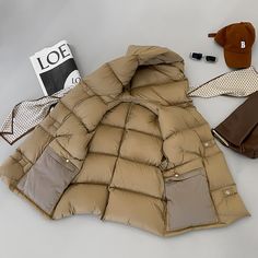 Autumn Winter Down Vest Hooded Waistcoat Khaki Down Sleeveless Jacket Warm Streetwear Pockets Oversize Puffer Coat Outwear [23y 9m 1d] Hooded Solid Color Vest For Spring, Hooded Vest With Pockets For Fall, Beige Vest For Cold Weather And Winter, Beige Vest For Cold Weather In Winter, Spring Khaki Vest Outerwear, Winter Vest With Padded Collar For Cold Weather, Beige Vest For Winter Cold Weather, Hooded Vest Outerwear For Cold Weather, Winter Khaki Vest